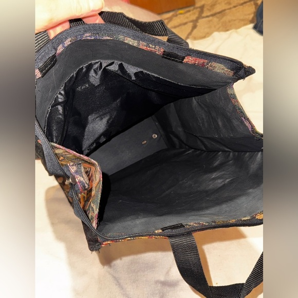 Vintage-Style Floral Tapestry Rolling Cart Tote with Wheels - Picture 3 of 10